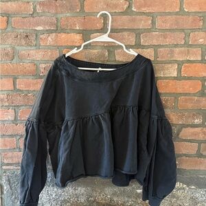 Free People Black Peplum Blouse